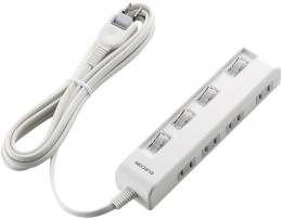 ELECOM T-E5C-2430WH 省エネタップ/個別スイッチ/横挿し/4個口/3.0m/ホワイト
