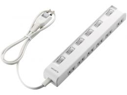 ELECOM T-E5C-2610WH 省エネタップ/個別スイッチ/横挿し/6個口/1.0m/ホワイト