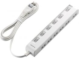 ELECOM T-E5C-2620WH 省エネタップ/個別スイッチ/横挿し/6個口/2.0m/ホワイト