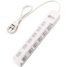 ELECOM T-E6A-2610WH 省エネタップ/個別スイッチ/ほこり防止シャッター付/6個口/1.0m/ホワイト