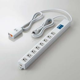ELECOM T-H0620TSKFR 法人用タップ/ロング型/3P8口/2P1口/2m/抜け止め/手元一括スイッチ/雷ガード/ノイズフィルター/RoHS指令準拠/ライトグレー