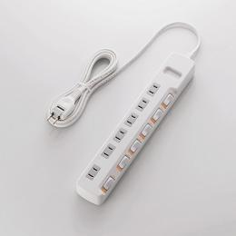 ELECOM T-K5B-2625WH 省エネタップ/無灯個別スイッチ/雷ガード付/6個口/2.5m/ホワイト