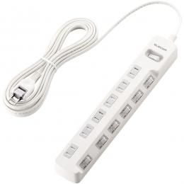 ELECOM T-K8A-2650WH 雷ガードタップ/一括＆個別スイッチ/ほこり防止シャッター付/6個口/5m/ホワイト