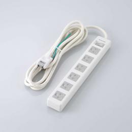ELECOM T-T10-3630WH/RS 法人用タップ/3P6個口/差込口2P/一括スイッチ/マグネット・ホコリシャッター付/3m/RoHS対応