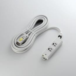 ELECOM T-WHRM3250LG/RS EU RoHS指令準拠ハーネス仕様工事用タップ/3P/抜け止め/マグネット/2個口/5.0m/ホワイト