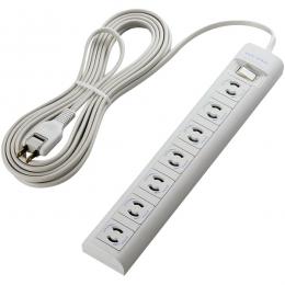 ELECOM T-Y3A-2750WH OAタップ/2P/7個口/マグネット/抜け止め/スイッチ/5.0m