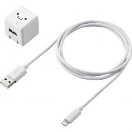 ELECOM MPA-ACL04WF Lightning-AC充電器/1.0A出力/ケーブル同梱/1.0m/ホワイトフェイス