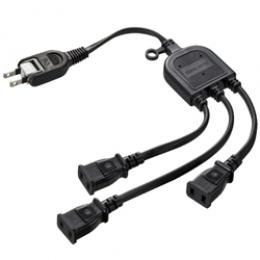サンワサプライ TAP-EX3BKN ACアダプタ専用電源延長コード(3分岐・2P・3個口・ブラック)