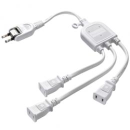 サンワサプライ TAP-EX3WN ACアダプタ専用電源延長コード(3分岐・2P・3個口・ホワイト)