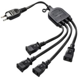 サンワサプライ TAP-EX4BKN ACアダプタ専用電源延長コード（4分岐・2P・4個口・ブラック）