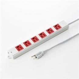 サンワサプライ TAP-K6-3R 工事物件タップ（3P・6個口・3m・レッド）