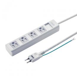 サンワサプライ TAP-SH3425MG 3P・4個口オートシャッター付き電源タップ（マグネット付き・2.5m）