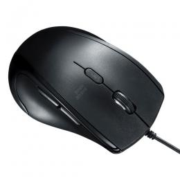 サンワサプライ MA-BL165BK 静音有線ブルーLEDマウス（5ボタン・左手用・ブラック）