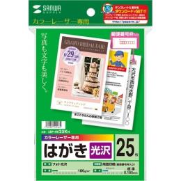 サンワサプライ LBP-HK25KN カラーレーザー用フォト光沢はがき