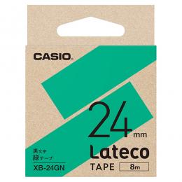 CASIO XB-24GN Lateco用テープ 24mm 緑/黒文字