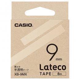 CASIO XB-9MX Lateco用テープ 9mm 半透明/黒文字