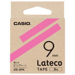 CASIO XB-9PK Lateco用テープ 9mm ピンク/黒文字