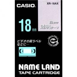 CASIO XR-18AX ネームランド用白文字テープ 18mm 透明/白文字