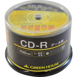 グリーンハウス GH-CDRDA50 CD-R データ用 700MB 1-52倍速 50枚スピンドル インクジェット対応