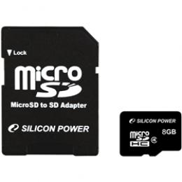 Silicon Power(シリコンパワー) SP008GBSTH004V10 microSDHCカード 8GB (Class4) 　5年保証 (SDHCアダプター付)
