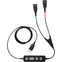 Jabra 265-09 QDヘッドセット2台をPC/USBに接続する変換ケーブル・コントローラー付「Jabra LINK 265」
