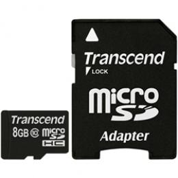 Transcend TS8GUSDHC10 microSDHCカード Class10 8GB (SDカード変換アダプタ付き)