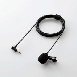 ELECOM HS-MC09BK クリップ付きピンマイク/ウインドジャマー付/4極φ3.5mm/変換ケーブル付/収納ポーチ付/1.8m/ブラック