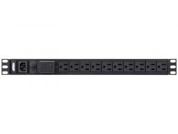 ATEN PE0118SA ラック用電源タップ（1U/100V/15A/NEMAタイプ 18ポート/サージ保護回路付き）