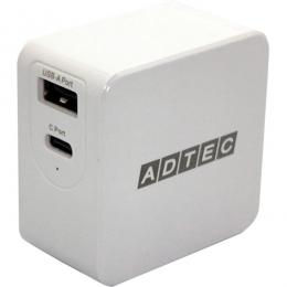 ADTEC APD-A065AC-WH Power Delivery対応 GaN AC充電器/65W/USB Type-A 1ポート Type-C 1ポート/ホワイト