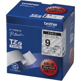 brother TZe-121V 【ブラザー純正】ピータッチ ラミネートテープ TZe-121V 幅9mm (黒文字/透明/お得5本パック)