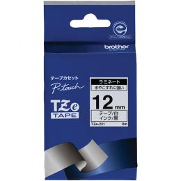 brother TZe-231 【ブラザー純正】ピータッチ ラミネートテープ TZe-231 幅12mm (黒文字/白)