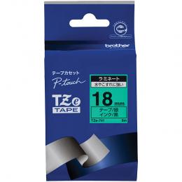 brother TZe-741 【ブラザー純正】ピータッチ ラミネートテープ TZe-741 幅18mm (黒文字/緑)