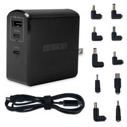 ADTEC APD-A105AC2-wM-BK Power Delivery対応 GaN AC充電器/105W/USB Type-A 1ポート Type-C 2ポート/ブラック & マルチプラグケーブルセット