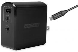 ADTEC APD-A105AC2-wC-BK Power Delivery対応 GaN AC充電器/105W/USB Type-A 1ポート Type-C 2ポート/ブラック & Type-C to Cケーブルセット