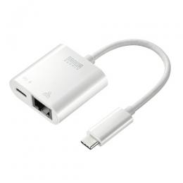サンワサプライ USB-CVLAN7W USB3.2 TypeC-LAN変換アダプタ（PD対応・ホワイト）