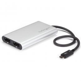 StarTech.com TB32DP2T Thunderbolt 3 - 2ポートDisplayPort変換アダプタ 4K/60Hz Mac と Windows に対応 USB Type-C(オス) - 2x DP/ディスプレイポート(メス)