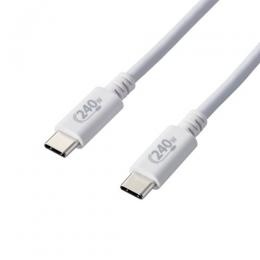 ELECOM U2C-CCPE20NWH USB2.0ケーブル/C-Cタイプ/認証品/USB Power Delivery対応/240W/2.0m/ホワイト
