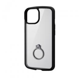 ELECOM PM-A22ATSLFCRBK iPhone 14/iPhone 13用ハイブリッドケース/TOUGH SLIM LITE/フレームカラー/背面クリア/リング付き/ブラック