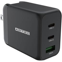 ADTEC APD-V065AC2-BK Power Delivery対応 GaN AC充電器/65W/USB Type-A 1ポート/Type-C 2ポート/ブラック
