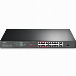 TP-LINK TL-SL1218P(UN) 16ポート10/100Mbps＋2ポートギガビット ラックマウントスイッチ（PoE+16ポート搭載）