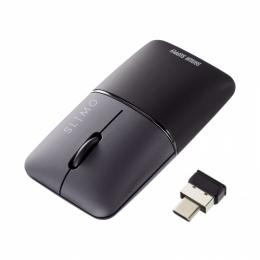 サンワサプライ MA-WCBS310BK 静音ワイヤレスブルーLEDマウス SLIMO （充電式・Type-C・ブラック）