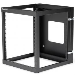 StarTech.com RK1219WALLOH サーバーラック(12U/EIA規格)壁掛けタイプ奥行き22インチ4ポストオープンフレームヒンジ式ラックデザイン耐荷重63kg