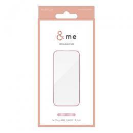 ELECOM PM-A23AFLGFPNM iPhone 15/ガラスフィルム/フレーム付き/高透明/&Me/ピンクゴールド