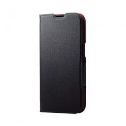 ELECOM PM-A23APLFUBK iPhone 15用レザーケース/手帳型/UltraSlim/薄型/磁石付き/ブラック