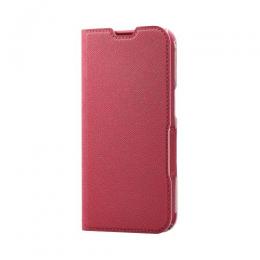 ELECOM PM-A23APLFUJPND iPhone 15用レザーケース/手帳型/UltraSlim/Flowers/薄型/磁石付き/ディープピンク