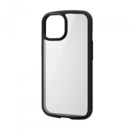 ELECOM PM-A23ATSLFCBK iPhone 15用ハイブリッドケース/TOUGH SLIM LITE/フレームカラー/背面クリア/ストラップシート付属/ブラック