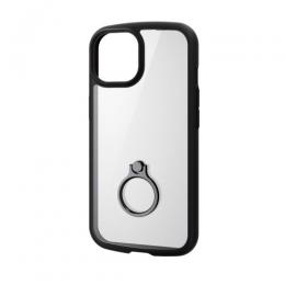 ELECOM PM-A23ATSLFCRBK iPhone 15用ハイブリッドケース/TOUGH SLIM LITE/フレームカラー/背面クリア/リング付き/ストラップシート付属/ブラック