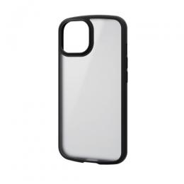 ELECOM PM-A23ATSLFCSBK iPhone 15用ハイブリッドケース/TOUGH SLIM LITE/フレームカラー/背面クリア/シルキークリア/ストラップシート付属/ブラック