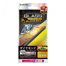 ELECOM PM-A23BFLGDCO iPhone 15 Plus/ガラスフィルム/ダイヤモンドコーティング/ゴリラ/0.21mm/高透明