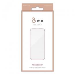 ELECOM PM-A23CFLGFPNM iPhone 15 Pro/ガラスフィルム/フレーム付き/高透明/&Me/ピンクゴールド